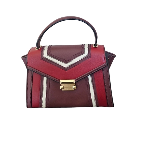 Michael Kors Whitney medium size gold tone hardware bag removable strap burgundy - Picture 1 of 7